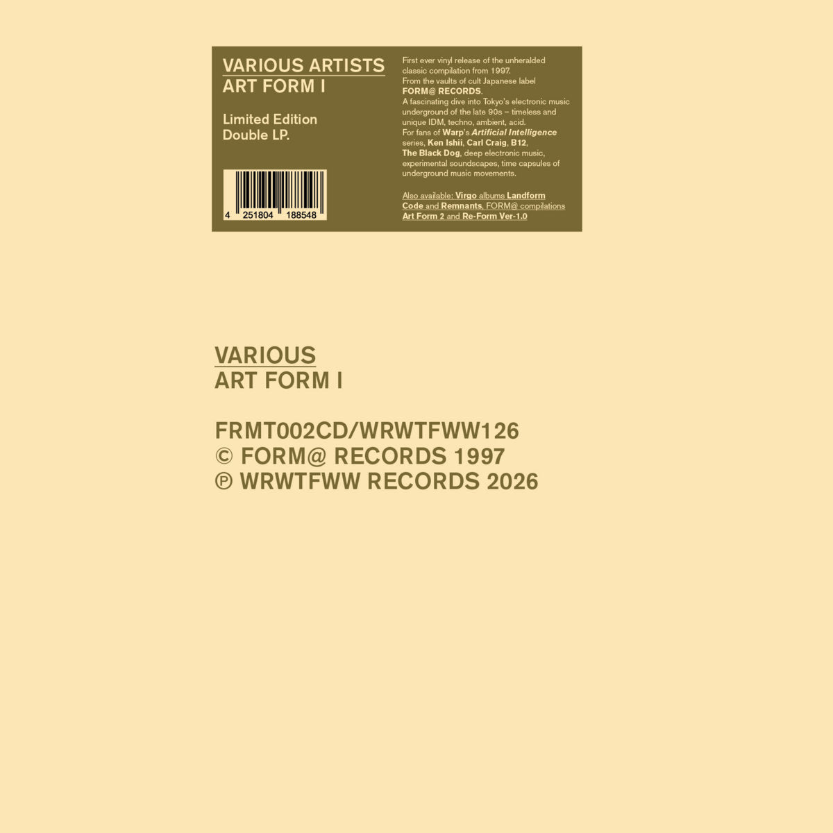 Various Artists - Art Form I 2LP