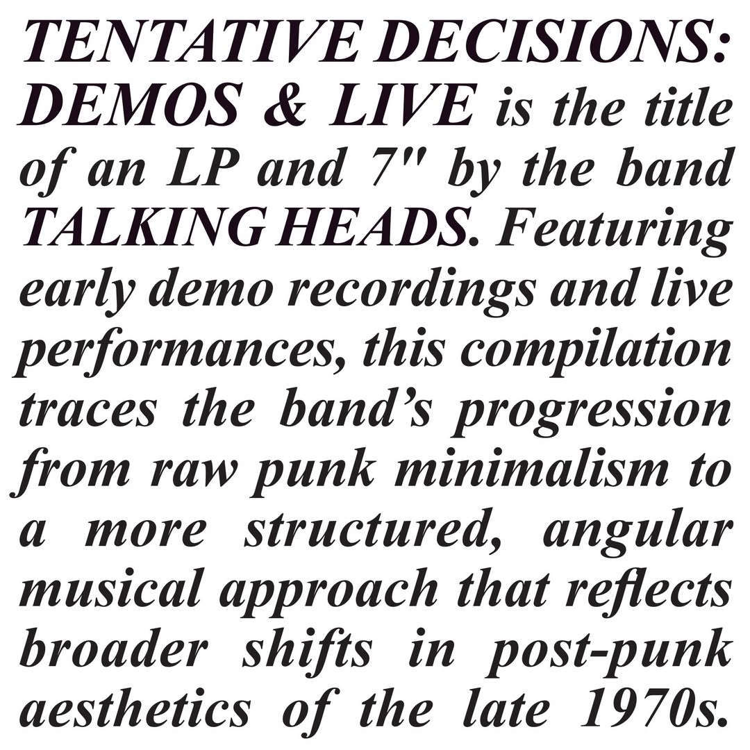 Talking Heads - Tentative Decisions LP + 7"